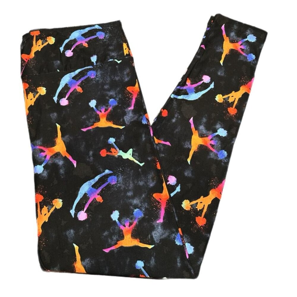 NEW LuLaRoe TC Cheerleader Splits Rainbow Leggings‎ Comfort Comfy NWT Black Gray